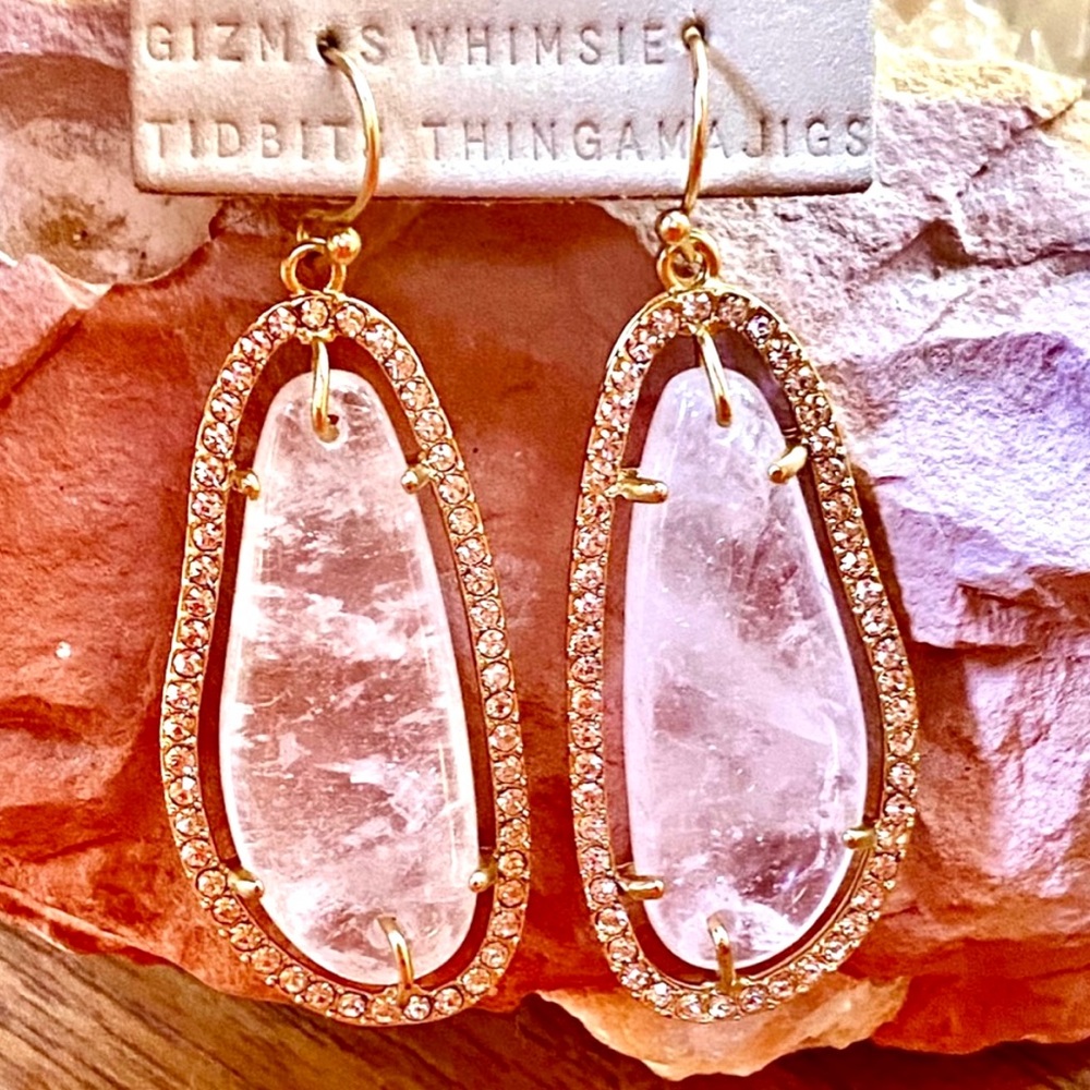 NWT Anthropologie Sohla Moonstone Crystal Earrings - Picture 3 of 14